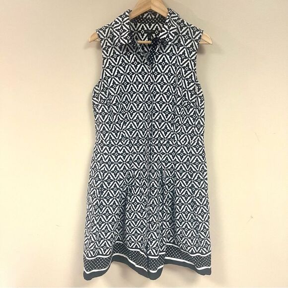 Talbots Black and White Patterned Dress Sz 16P - Picture 1 of 6